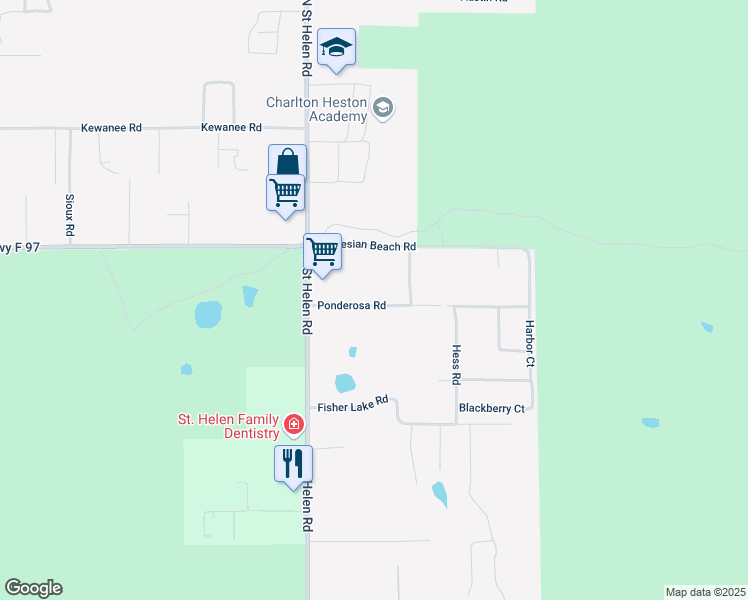 map of restaurants, bars, coffee shops, grocery stores, and more near 10055-10227 Ponderosa Road in Richfield Township