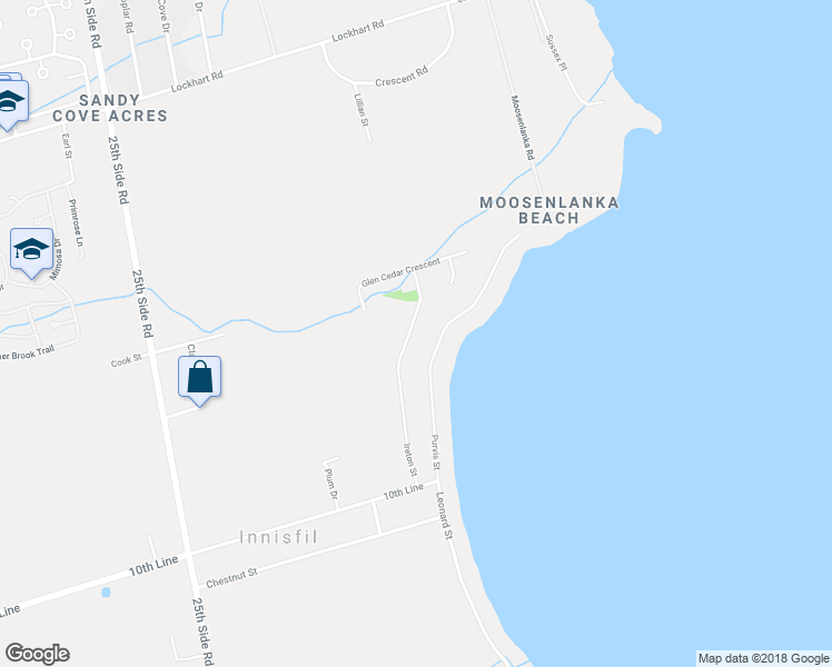 map of restaurants, bars, coffee shops, grocery stores, and more near 2823 Ireton Street in Innisfil