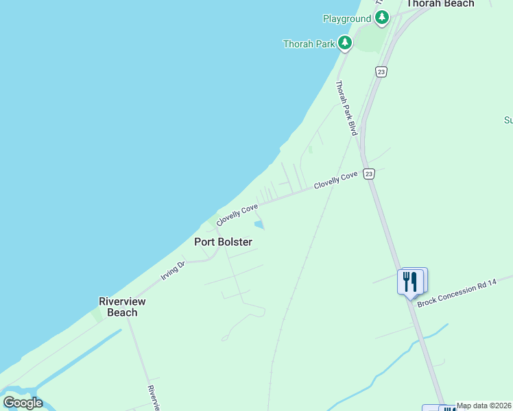 map of restaurants, bars, coffee shops, grocery stores, and more near 78 Clovelly Cove in Georgina