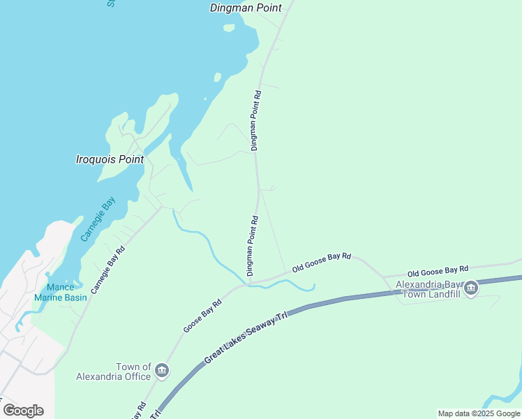 map of restaurants, bars, coffee shops, grocery stores, and more near Dingman Point Rd in Alexandria Bay