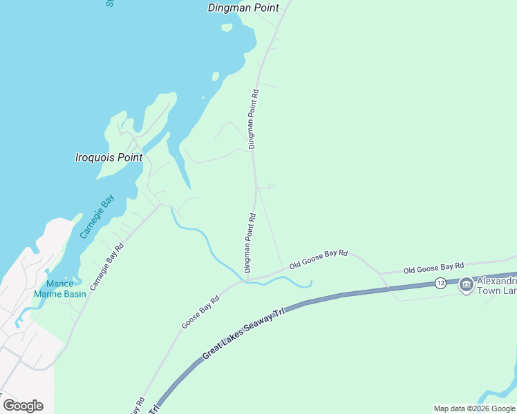map of restaurants, bars, coffee shops, grocery stores, and more near Dingman Point Rd in Alexandria Bay