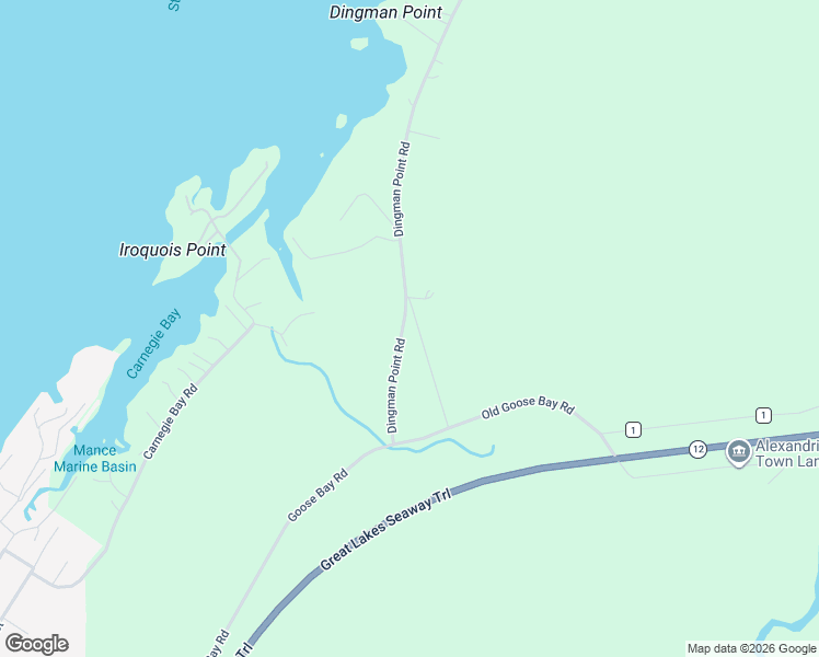 map of restaurants, bars, coffee shops, grocery stores, and more near Dingman Point Rd in Alexandria Bay
