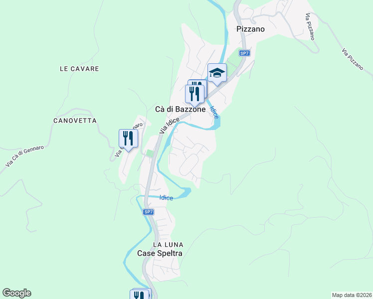 map of restaurants, bars, coffee shops, grocery stores, and more near 64 Via Canovetta in Pizzano