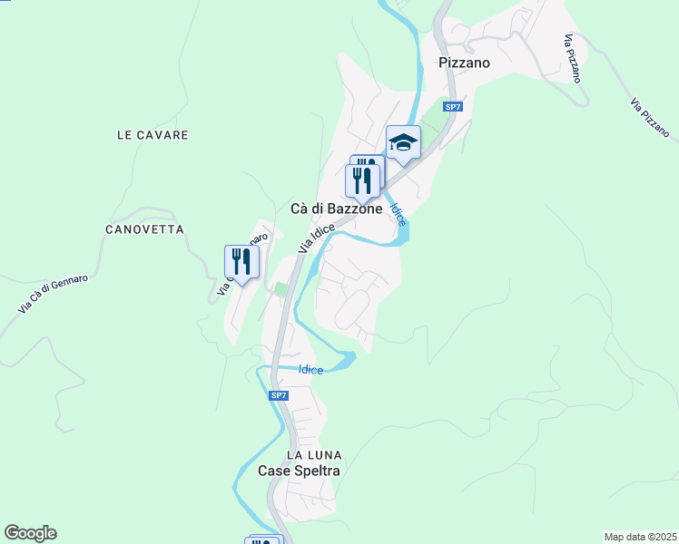 map of restaurants, bars, coffee shops, grocery stores, and more near 3 Via del Pino in Pizzano