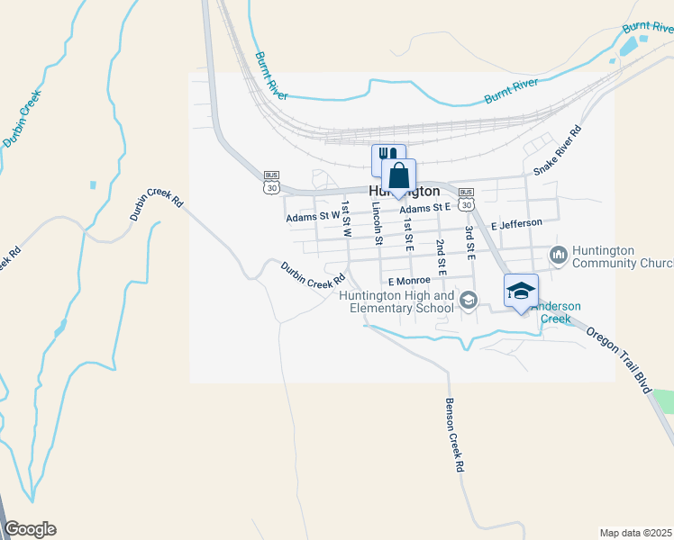 map of restaurants, bars, coffee shops, grocery stores, and more near 165 East Madison in Huntington