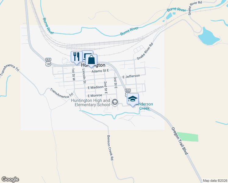 map of restaurants, bars, coffee shops, grocery stores, and more near 475 East 3rd Street in Weiser