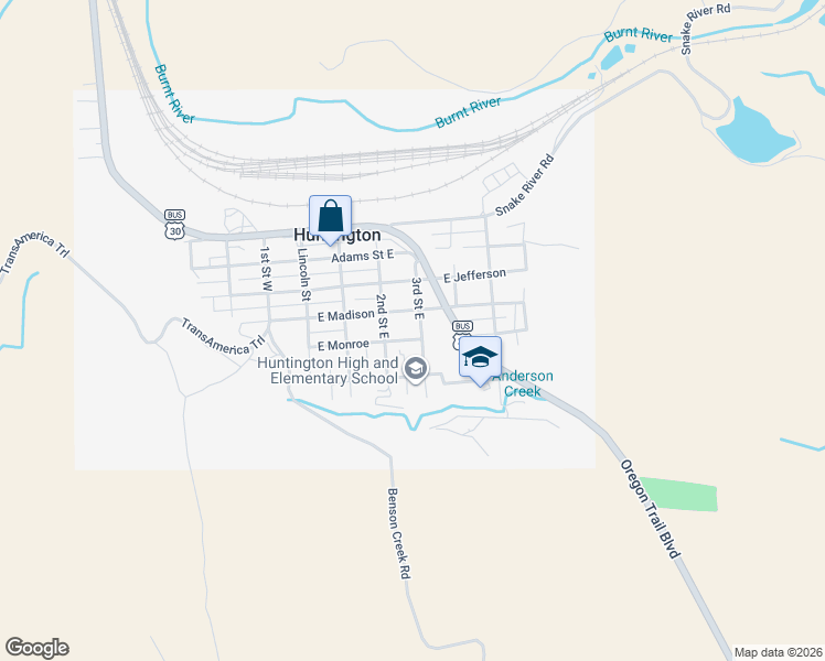 map of restaurants, bars, coffee shops, grocery stores, and more near 475 East 3rd Street in Weiser
