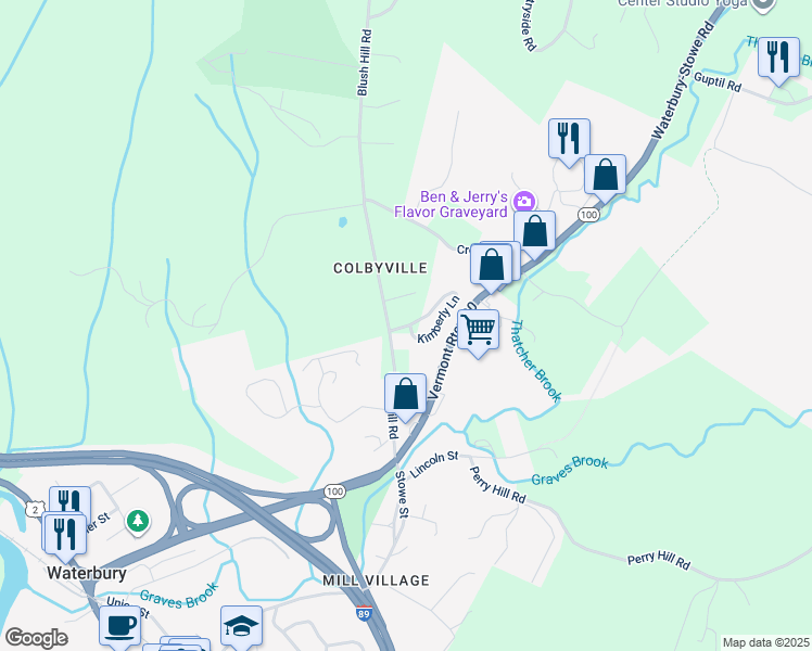 map of restaurants, bars, coffee shops, grocery stores, and more near 33 Kimberly Lane in Washington County