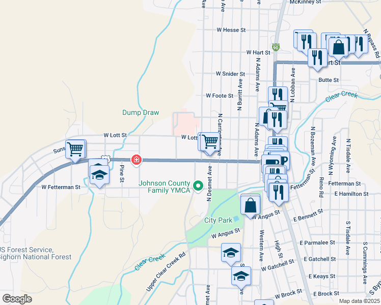 map of restaurants, bars, coffee shops, grocery stores, and more near 144 North Desmet Avenue in Buffalo