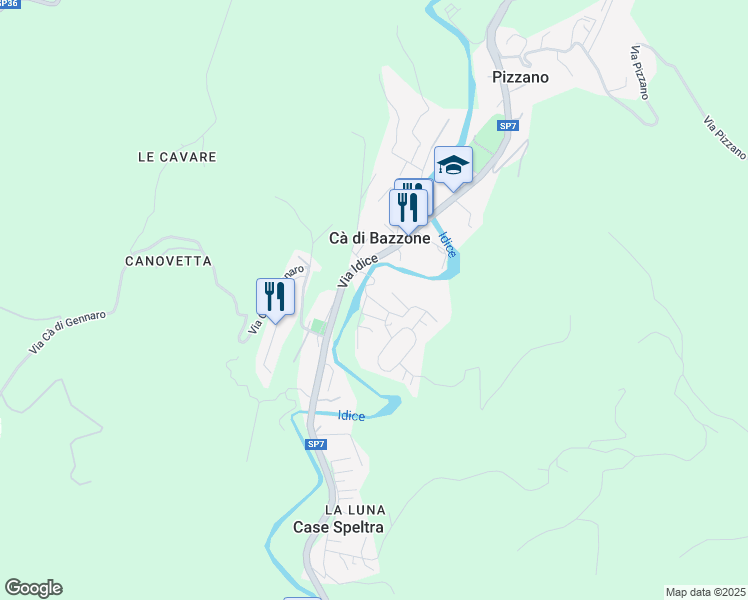 map of restaurants, bars, coffee shops, grocery stores, and more near 3 Via del Pino in Pizzano