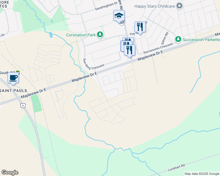 map of restaurants, bars, coffee shops, grocery stores, and more near 14 Barnyard Trail in Barrie