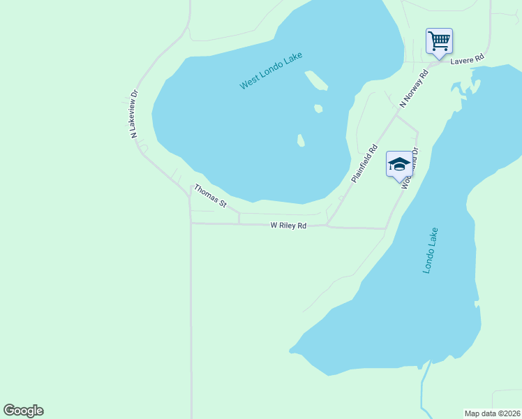 map of restaurants, bars, coffee shops, grocery stores, and more near 8750-8910 West Riley Road in Hale