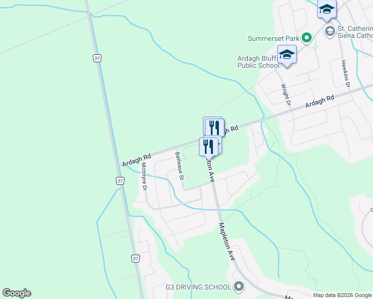 map of restaurants, bars, coffee shops, grocery stores, and more near 9 Cygnus Crescent in Barrie