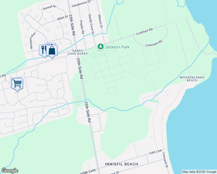 map of restaurants, bars, coffee shops, grocery stores, and more near 718 Keast Place in Innisfil