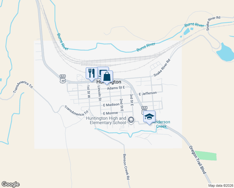 map of restaurants, bars, coffee shops, grocery stores, and more near 165 East Jefferson in Huntington