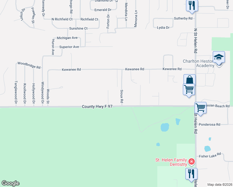 map of restaurants, bars, coffee shops, grocery stores, and more near Ellison Road in Richfield Township