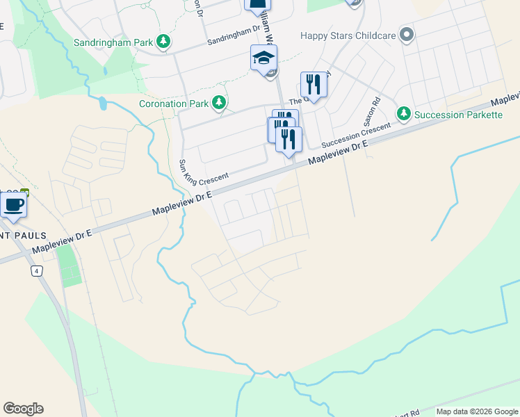 map of restaurants, bars, coffee shops, grocery stores, and more near 6 Pumpkin Corner Crescent in Barrie