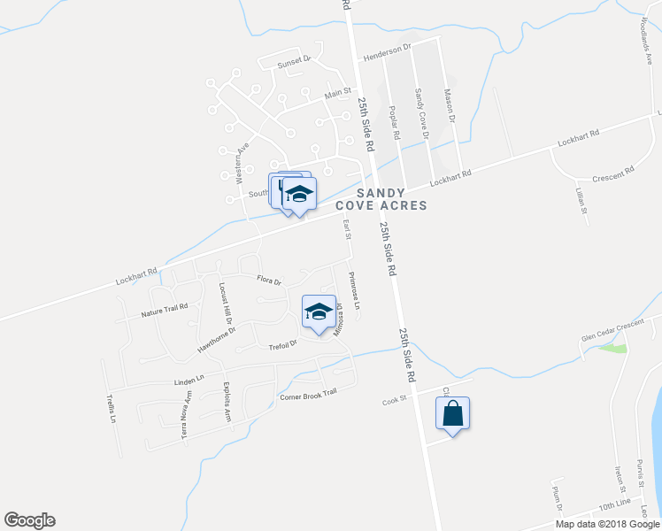 map of restaurants, bars, coffee shops, grocery stores, and more near 1 Mimosa Drive in Innisfil