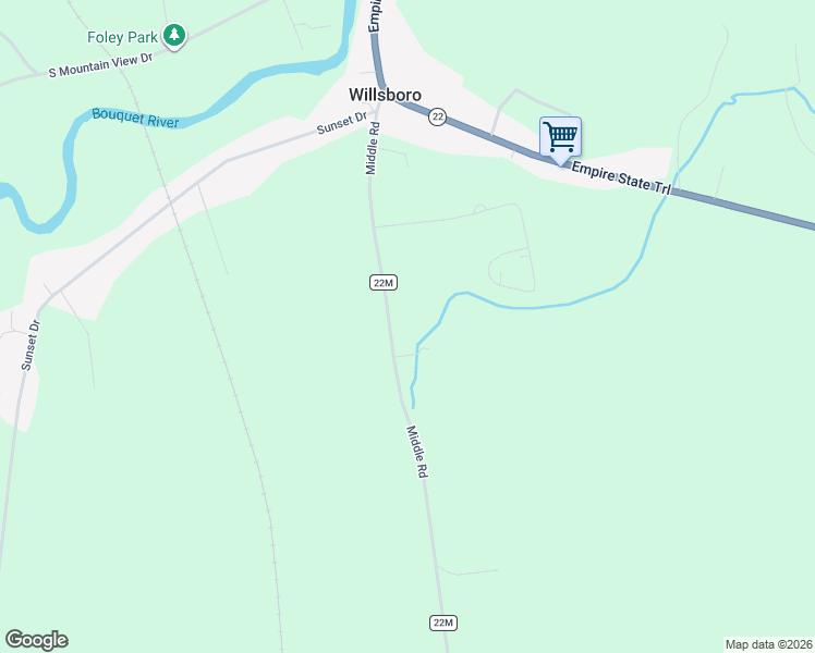 map of restaurants, bars, coffee shops, grocery stores, and more near 1206 County Highway 22M in Willsboro