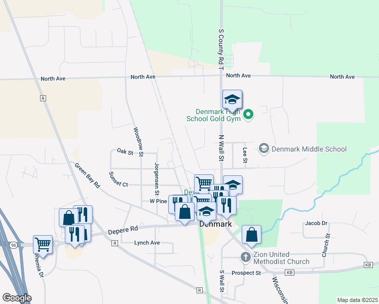 map of restaurants, bars, coffee shops, grocery stores, and more near 401 Scandinavian Court in Denmark