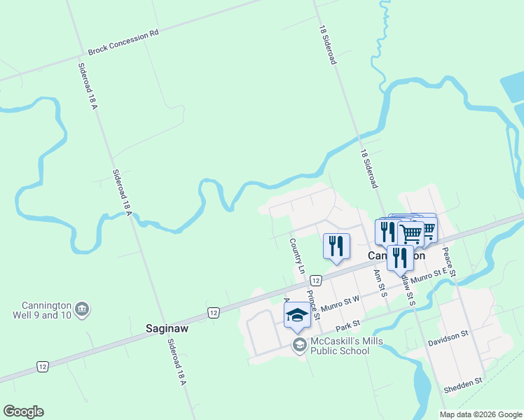 map of restaurants, bars, coffee shops, grocery stores, and more near 93 Riverlea Road in Cannington