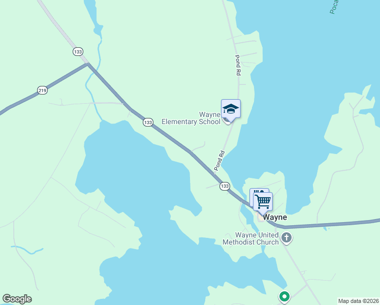 map of restaurants, bars, coffee shops, grocery stores, and more near Maine 133 in Wayne