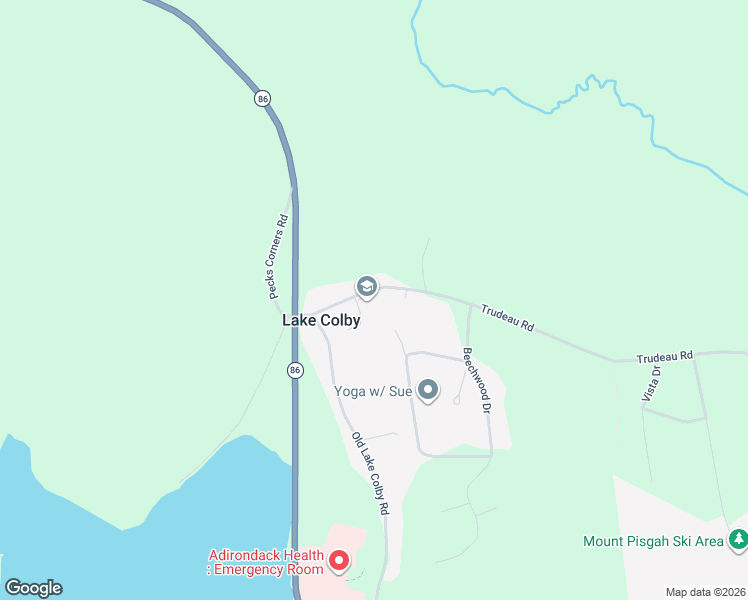 map of restaurants, bars, coffee shops, grocery stores, and more near 26 Trudeau Road in Saranac Lake