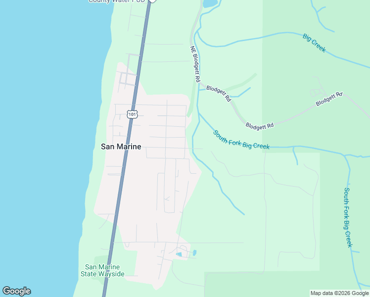 map of restaurants, bars, coffee shops, grocery stores, and more near 400 Northeast California Street in Yachats