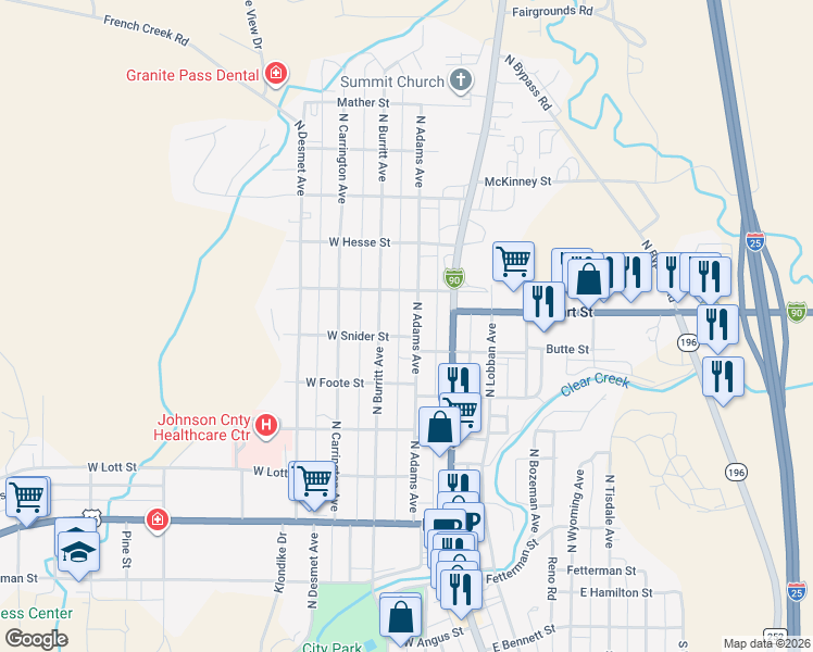 map of restaurants, bars, coffee shops, grocery stores, and more near 514 North Adams Avenue in Buffalo