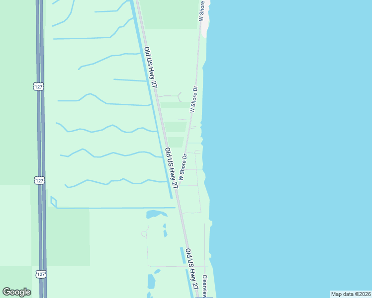 map of restaurants, bars, coffee shops, grocery stores, and more near West Shore Drive in Houghton Lake