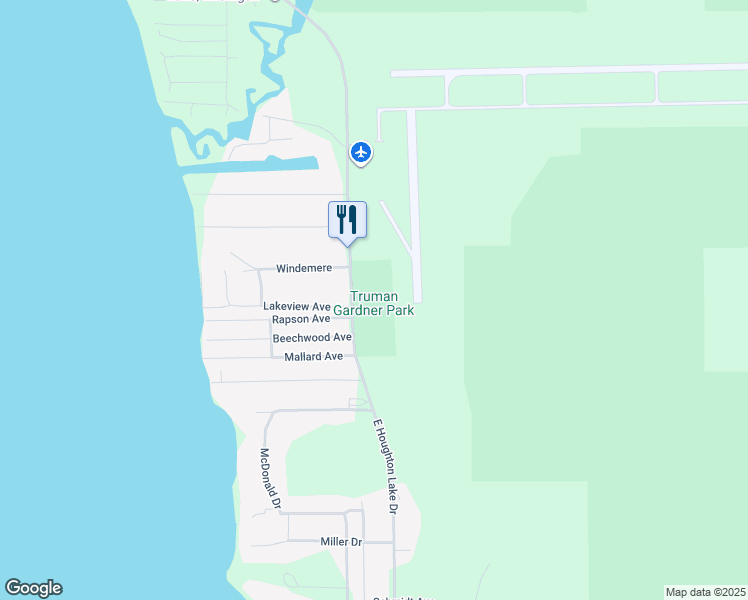 map of restaurants, bars, coffee shops, grocery stores, and more near 4913 East Houghton Lake Drive in Houghton Lake