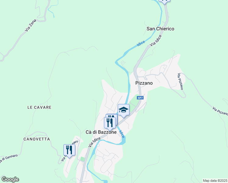 map of restaurants, bars, coffee shops, grocery stores, and more near 52 Via dei Colli in Pizzano