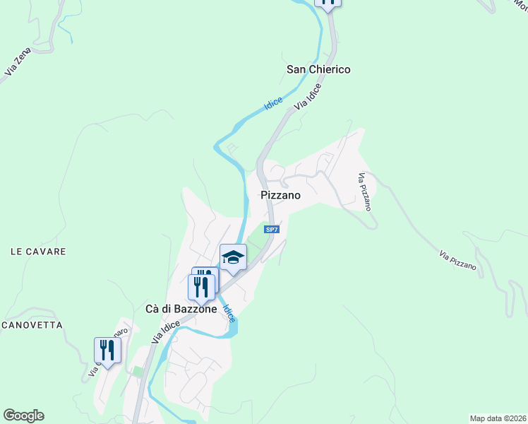 map of restaurants, bars, coffee shops, grocery stores, and more near 48 Via Idice in Pizzano