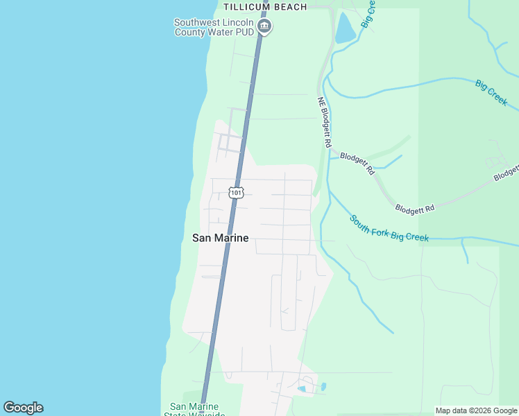 map of restaurants, bars, coffee shops, grocery stores, and more near 78 Northeast Wyoming Street in Yachats