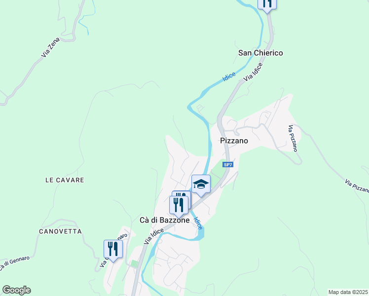 map of restaurants, bars, coffee shops, grocery stores, and more near 52 Via dei Colli in Pizzano