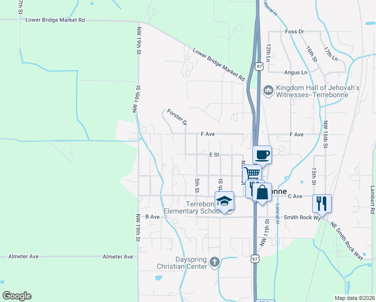 map of restaurants, bars, coffee shops, grocery stores, and more near 8684 Northwest 4th Street in Terrebonne
