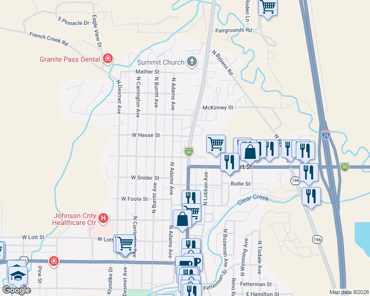 map of restaurants, bars, coffee shops, grocery stores, and more near 180 W Hart St in Buffalo