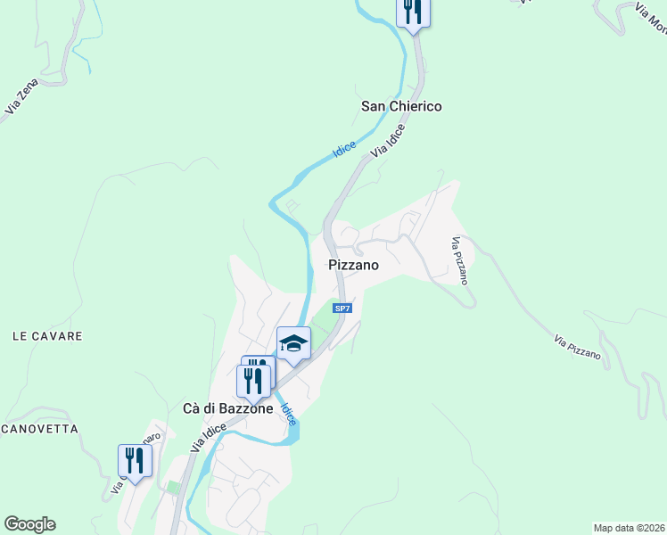 map of restaurants, bars, coffee shops, grocery stores, and more near 48 Via Idice in Pizzano