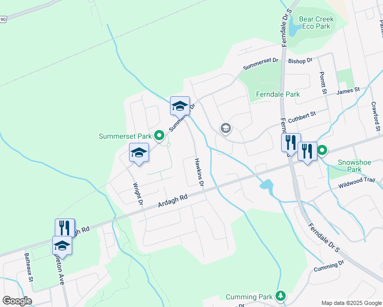 map of restaurants, bars, coffee shops, grocery stores, and more near in Barrie