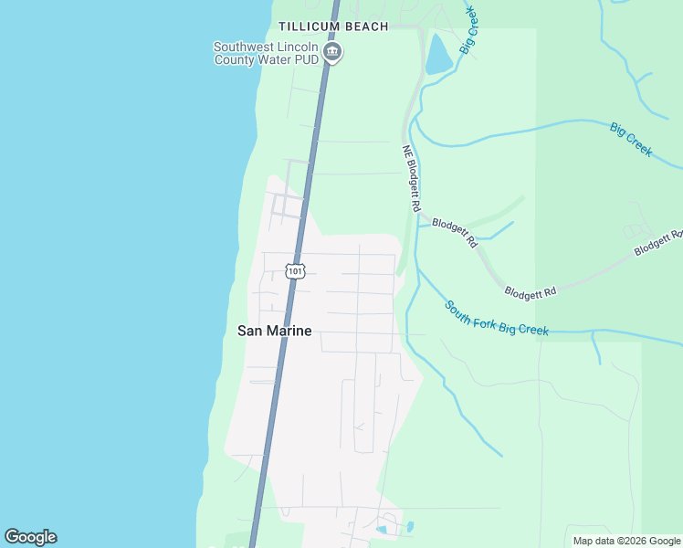 map of restaurants, bars, coffee shops, grocery stores, and more near NE Wyoming St in Yachats