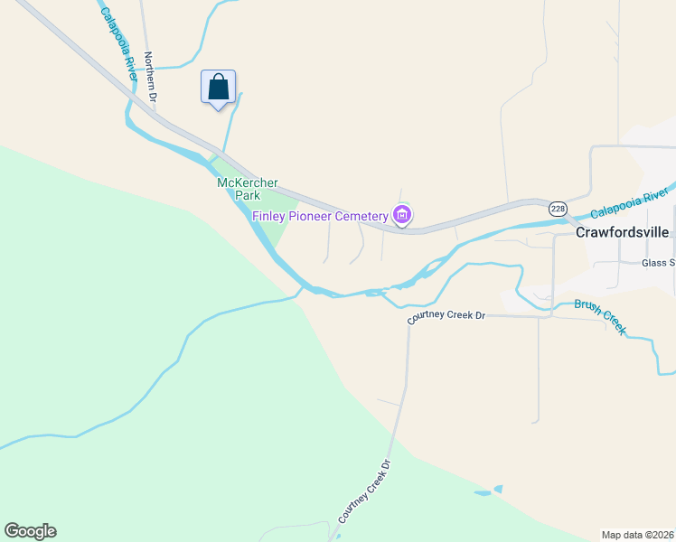 map of restaurants, bars, coffee shops, grocery stores, and more near 38050 Oregon 228 in Brownsville
