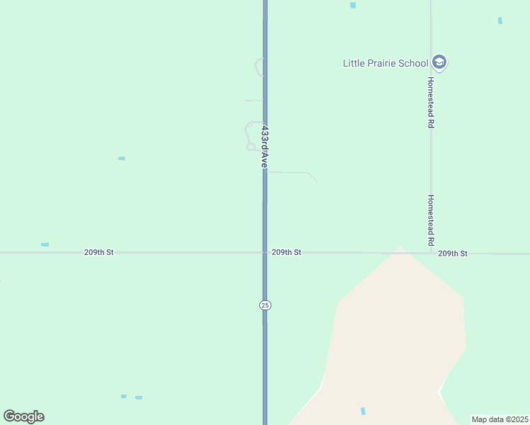 map of restaurants, bars, coffee shops, grocery stores, and more near South Dakota 25 in De Smet
