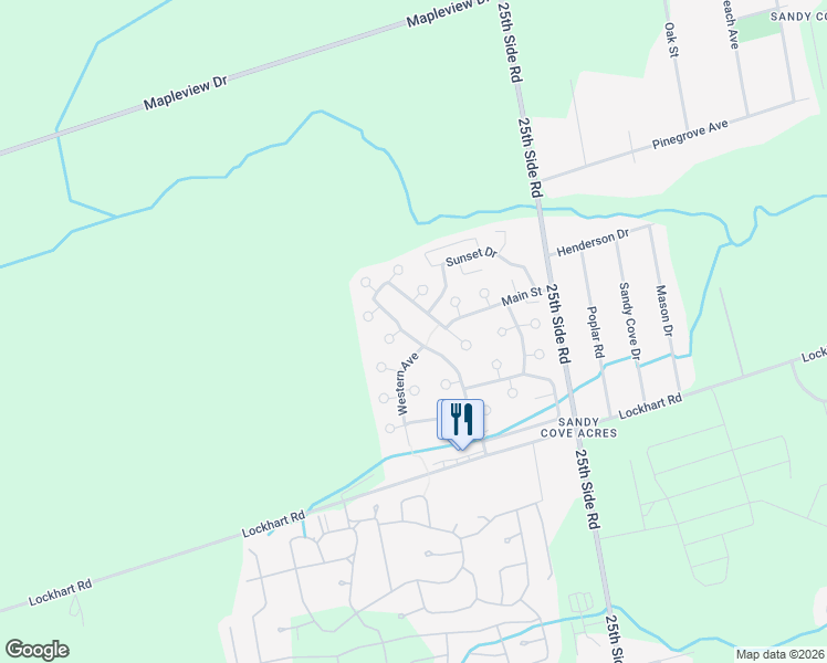 map of restaurants, bars, coffee shops, grocery stores, and more near 31 Main Street in Innisfil