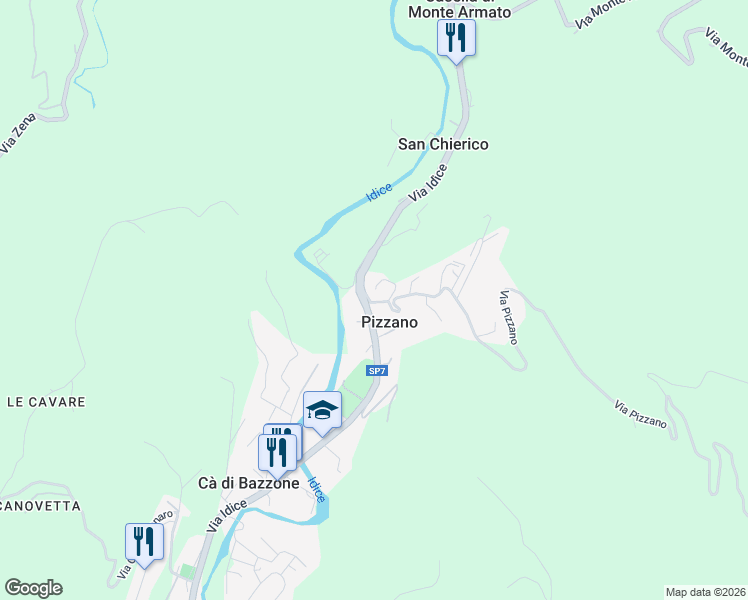 map of restaurants, bars, coffee shops, grocery stores, and more near 3 Via Pizzano in Pizzano