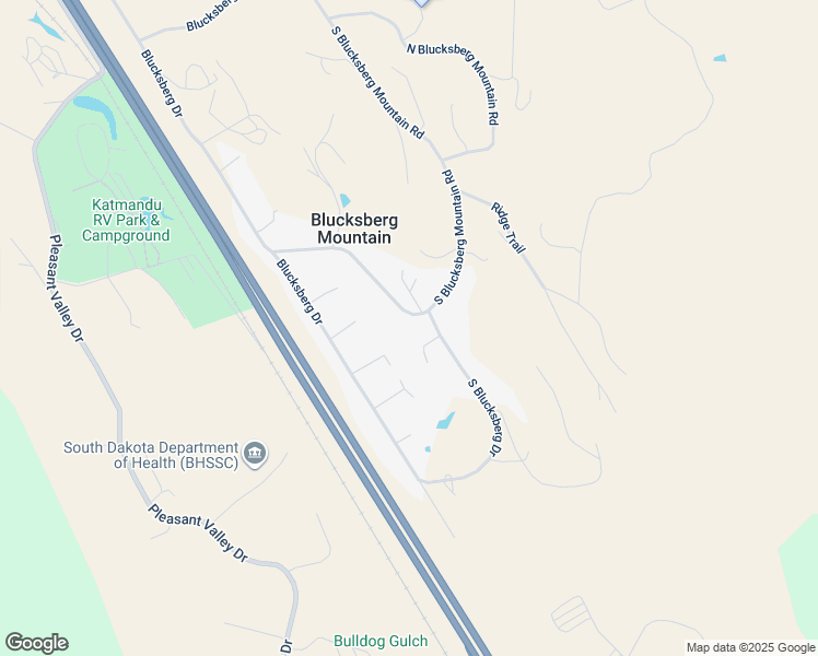 map of restaurants, bars, coffee shops, grocery stores, and more near 8277 South Blucksberg Mountain Road in Sturgis