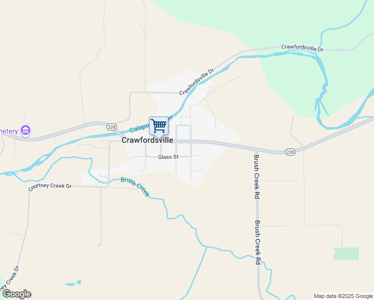 map of restaurants, bars, coffee shops, grocery stores, and more near 26036 A Street in Crawfordsville