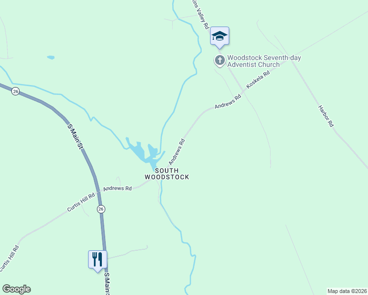 map of restaurants, bars, coffee shops, grocery stores, and more near 4 Andrews Hill Road in Woodstock