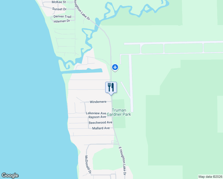 map of restaurants, bars, coffee shops, grocery stores, and more near 4999 East Houghton Lake Drive in Houghton Lake