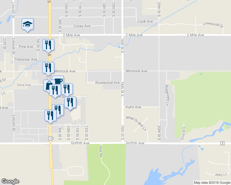 map of restaurants, bars, coffee shops, grocery stores, and more near 1521 Klevene Circle in Wisconsin Rapids