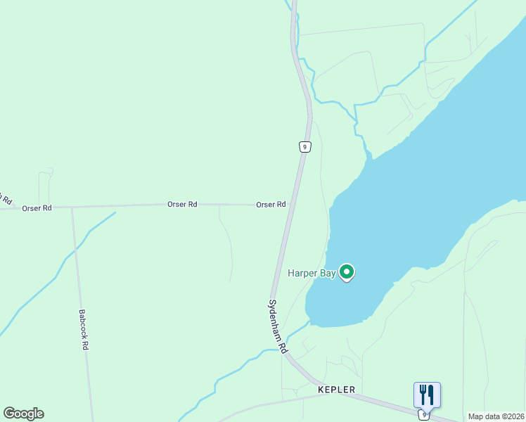 map of restaurants, bars, coffee shops, grocery stores, and more near 2599 Orser Road in Kingston